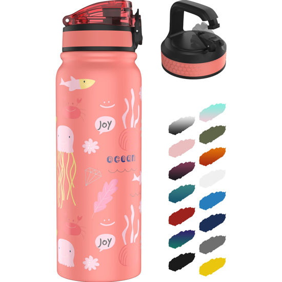  Fanhaw Insulated Water Bottle with Straw - 20 Oz Stainless Steel  Double-Wall Vacuum Leak & Sweat Proof Dishwasher Safe Standard Mouth Sports Water  Bottle with Anti-dust Flip Lid (Red) : Home