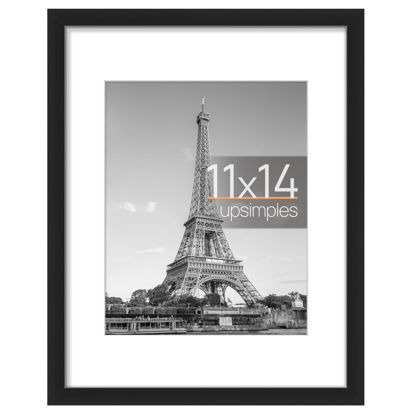 Picture of upsimples 11x14 Picture Frame, Display Pictures 8x10 with Mat or 11x14 Without Mat, Wall Hanging Photo Frame, Black, 1 Pack