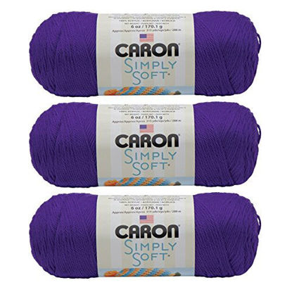 Picture of Caron Simply Soft 3-Pack Yarn, 3oz, Gauge 4 Medium Worsted, 100% Acrylic - Iris - Machine Wash & Dry