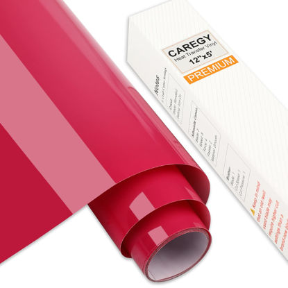 Picture of CAREGY Iron on Heat Transfer Vinyl Roll HTV (12''x5',Rose Red)