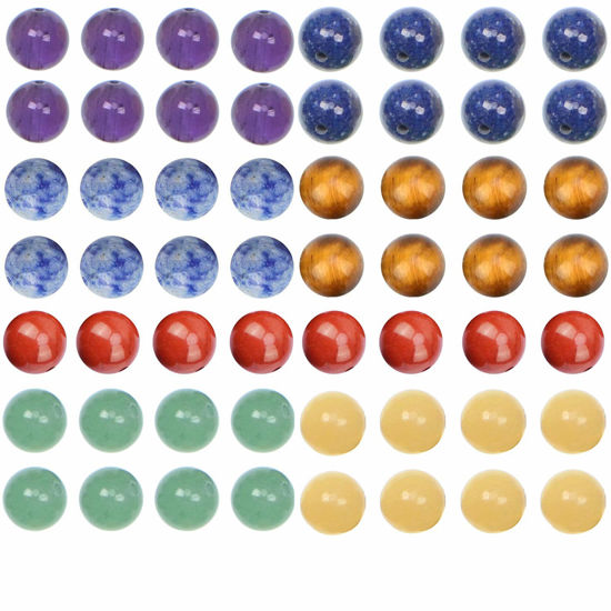 GetUSCart LPBeads 100PCS 8mm Natural Mixed Chakra Beads Round