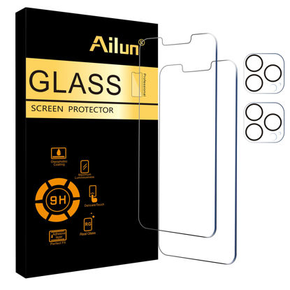 Picture of Ailun 2 Pack Screen Protector for iPhone 13 Pro Max [6.7 inch] Display 2021 with 2 Pack Tempered Glass Camera Lens Protector,[9H Hardness]-HD Case Friendly [4 Pack]