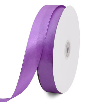 Picture of TONIFUL 1 Inch x 100yds Purple Satin Ribbon, Thin Solid Color Satin Ribbon for Gift Wrapping, Crafts, Hair Bows Making, Wedding Party Decoration, Invitation Cards, Floral Bouquets, Christmas