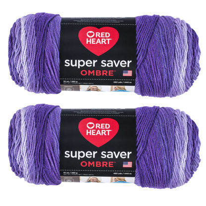 Picture of Red Heart Super Saver Jumbo Violet Ombre Yarn - 2 Pack of 283g/10oz - Acrylic - 4 Medium (Worsted) - 482 Yards - Knitting/Crochet