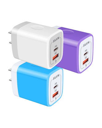 Picture of 20W PD C Type Power Adapter, Dual-Port USB-C Wall Charger Plug in Block Station Type c Box Supper Fast Charging Brick for iPhone, Samsung Galaxy, Google Pixel, Motorola, Oneplus Kindle Cargador Cube