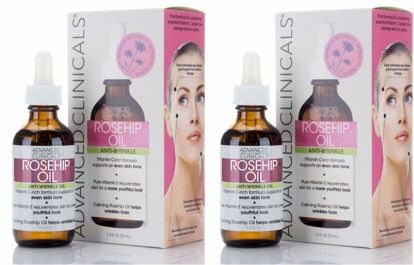 Picture of Advanced Clinicals Rosehip Oil Facial Skin Care Serum Moisturizer Face Oil W/Vitamin C & Vitamin E For Reducing Appearance Of Sun Damage Skin, Age Spots, & Wrinkles, 1.8 Fl Oz (Pack of 2)