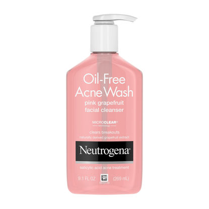 Picture of Neutrogena Oil-Free Salicylic Acid Pink Grapefruit Pore Cleansing Acne Wash and Facial Cleanser with Vitamin C, 9.1 fl. oz