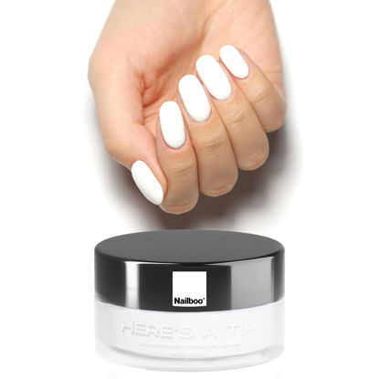 Picture of Nailboo PREMIUM (Cool White) Here's a Tip Nail Dip Powder DIY Nails Dip Powder Long-Lasting Dip Nails Nail Dip Strengthener No UV Lamp Needed, For use with Nailboo Essential Liquids