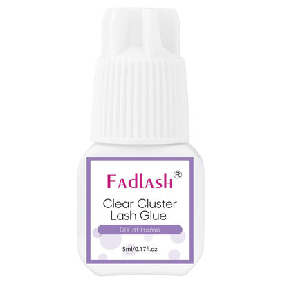 Picture of Cluster Lash Glue Clear Individual Lash Glue 7-15 Days Retention 2-3s Dry Time Lash Extension Glue Clear Eyelash Glue Waterproof DIY Lash Extension Glue Self Application Sensitive 5ml