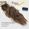 Picture of KooKaStyle Invisible Wire Hair Extensions with Transparent Headband Adjustable Size 4 Secure Clips Long Wavy Secret Wire Hairpiece 20 Inch Chestnut Brown with Blonde Highlights for Women