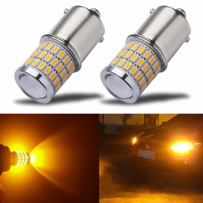 Picture of iBrightstar Newest 9-30V Super Bright Low Power 1156 1141 1003 BA15S LED Bulbs with Projector Replacement for Turn Signal Lights, Amber Yellow