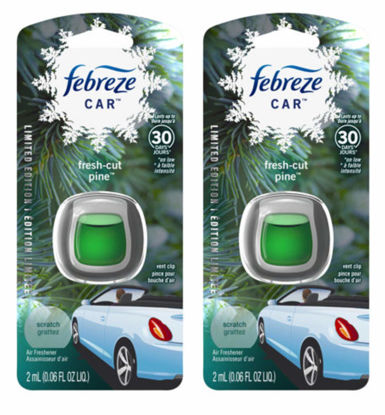 Picture of Febreze Car Vent Clip Air Freshener - Fresh-Cut Pine - Holiday Collection 2018 - Net Wt. 0.06 FL OZ (2 mL) Per Vent Clip - Pack of 2 Vent Clips