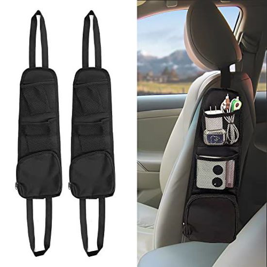QUICTO 2PCS Car Seat Storage Hanging Bag, Multi-Pocket Seat Side Organizer,  Car Multifunctional Storage Mesh Net Pocket, Can Hold Mobile Phone