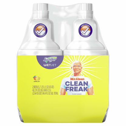 Picture of Swiffer Wetjet Hardwood Mopping Cleaning Solution Refills All Purpose Cleaning Product with The Power Mr. Clean 2Count 1.25 L Each, Lemon, 84.4 Fl Oz (Packaging May Vary)