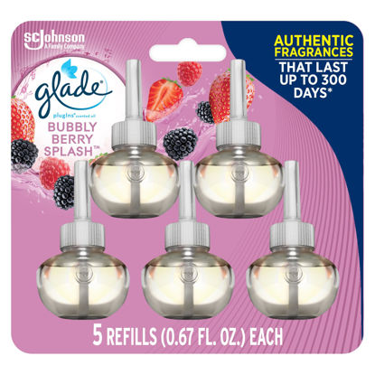 Picture of Glade PlugIns Refills Air Freshener, Scented and Essential Oils for Home and Bathroom, Bubbly Berry Splash, 3.35 Fl Oz, 5 Count