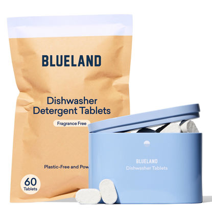 Picture of BLUELAND Dishwasher Detergent Tablet Starter Set - Plastic-Free & Eco Friendly Alternative to Liquid Pods or Sheets - Natural, Sustainable - 60 Washes
