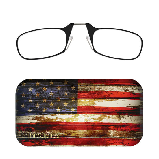 FSA Eligible | ThinOPTICS Reading Glasses on your Phone, Black Glasses,  White Universal Pod Case