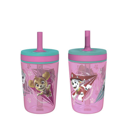 Picture of Zak Designs Kelso 15 oz Tumbler Set (Paw Patrol Skye & Everest) Non-BPA Leak-Proof Screw-On Lid with Straw Made of Durable Plastic and Silicone, Perfect Baby Cup Bundle for Toddlers, Kids (2pc Set)