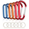 Picture of 6PCS Carabiner Caribeaner Clip,3" Large Aluminum D Ring Shape Carabeaner with 6PCS Keyring Keychain Hook (2 Orange+2 Navy+2 Red)