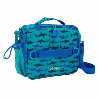 Picture of Bentgo® Kids Lunch Bag - Durable, Double Insulated, Water-Resistant Fabric, Interior & Exterior Zippered Pockets, Water Bottle Holder - Ideal for Children 3+ (Shark)