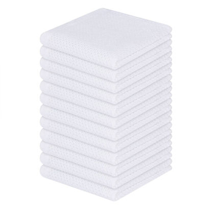 Picture of Homaxy 100% Cotton Waffle Weave Kitchen Dish Cloths, Ultra Soft Absorbent Quick Drying Dish Towels, 12 x 12 Inches, 12-Pack, White