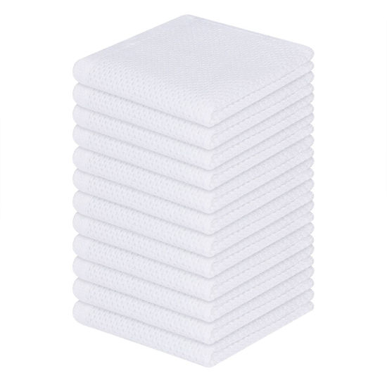Picture of Homaxy 100% Cotton Waffle Weave Kitchen Dish Cloths, Ultra Soft Absorbent Quick Drying Dish Towels, 12 x 12 Inches, 12-Pack, White