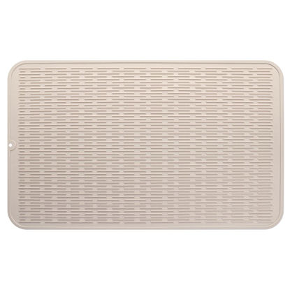Picture of MicoYang Silicone Dish Drying Mat for Multiple Usage,Easy clean,Eco-friendly,Heat-resistant Silicone Mat for Kitchen Counter or Sink,Refrigerator or Drawer Liner Tapioca XXXL 28 inches x 18 inches