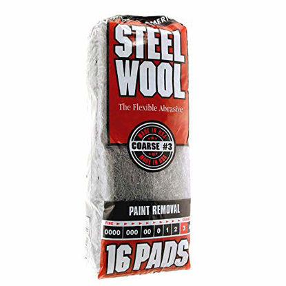Picture of Homax Rhodes American Paint Removal Steel Wool, Coarse Grade #3, 16 Pads