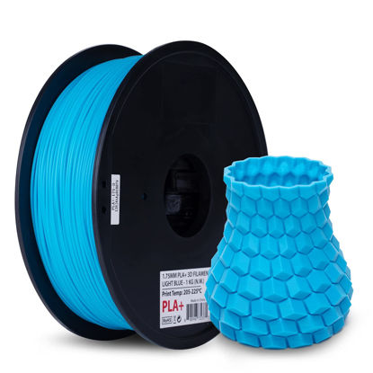 Picture of Inland PLA Plus (PLA+) 3D Printer Filament 1.75mm - PLA Pro Dimensional Accuracy +/- 0.03 mm - 1 kg Spool (2.2 lbs) - Fits FDM/FFF Printers - Odor Free, Clog Free 3D Printing Filaments - Light Blue