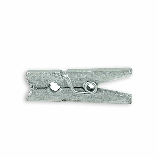 Picture of LWR CRAFTS Wooden Mini Clothespins 100 Per Pack 1" 2.5cm (Silver)