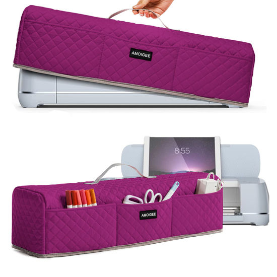 Picture of AMOIGEE Padded Dust Cover and Pad Compatible with Cricut Maker, Cricut Maker 3, Explore Air 2, Cricut Explore 3 Machine, with Pockets for Cricut Accessories（Boysenberry）