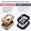 Picture of (2 in 1) Tensea for Waterproof Apple Watch Screen Protector Case SE 2022 Series SE 6 5 4 44mm Accessories, iWatch Protective PC Face Cover Built-in Tempered Glass Film, Front & Back Bumper Women Men