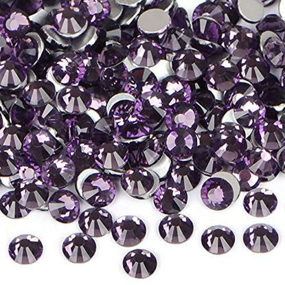 Picture of 1440PCS Art Nail Rhinestones non Hotfix Glue Fix Round Crystals Glass Flatback for DIY Jewelry Making with one Picking Pen (ss20 1440pcs, Tazanite)