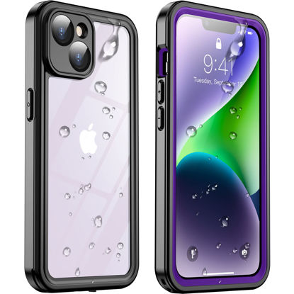 Picture of Temdan for iPhone 14 Case Waterproof,Built-in 9H Tempered Glass Screen Protector [14FT Military Dropproof][IP68 Underwater][Dustproof][Real 360] Full Body Shockproof Protective Case-Purple