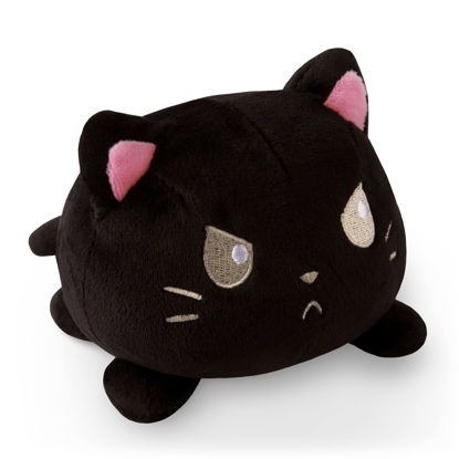 Picture of TeeTurtle - The Original Reversible Cat Plushie - Black - Cute Sensory Fidget Stuffed Animals That Show Your Mood