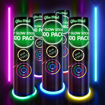 Picture of 500 Ultra Bright Glow Sticks Bulk - Glow in The Dark Party Supplies Pack - 8" Glowsticks Party Favors with Bracelets and Necklaces