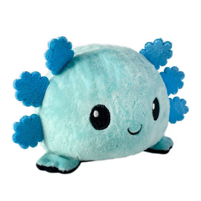 Picture of TeeTurtle - The Original Reversible Axolotl Plushie - Blue + Black - Cute Sensory Fidget Stuffed Animals That Show Your Mood 4 inch