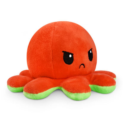 Picture of TeeTurtle - The Original Reversible Octopus Plushie - Red + Green - Cute Sensory Fidget Stuffed Animals That Show Your Mood