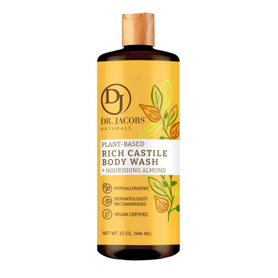 Picture of DR.JACOBS NATURALS All-Natural Castile Almond Body Wash with Plant-Based Ingredients - Gentle and Effective - Sulfate-Free, Paraben-Free, and Cruelty-Free Formula for Nourished Skin (32 oz, 1 Pack)