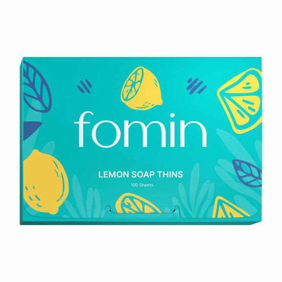 Picture of FOMIN - Antibacterial Paper Soap Sheets for Hand Washing - (100 Sheets) Lemon Portable Travel Soap Sheets, Dissolvable Camping Mini Soap, Portable Soap Sheets