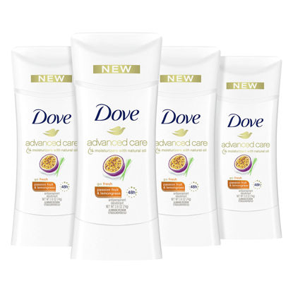 Picture of Dove Advanced Care Deodorant Passion Fruit + Lemongrass 4 Count for 48-Hour Sweat and Odor Protection Non-Irritating Antiperspirant with 0% Alcohol 2.6 oz