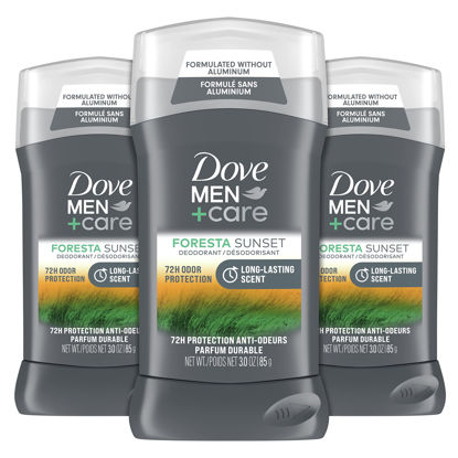 Picture of Dove Men+Care Deodorant Stick For Men Foresta Sunset 3 Count Aluminum Free 72-Hour Odor Protection Mens Deodorant With Essential Oils & 1/4 Moisturizing Cream 3oz