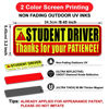 Picture of psler Student Driver Magnet for Car,be Patient Student Driver Magnet Boys and Girls New Student Driver Sticker Safety Warning Red and Yellow Reflective Signs Reusable Movable 9.45×3.2inch 3 Pcs Gifts