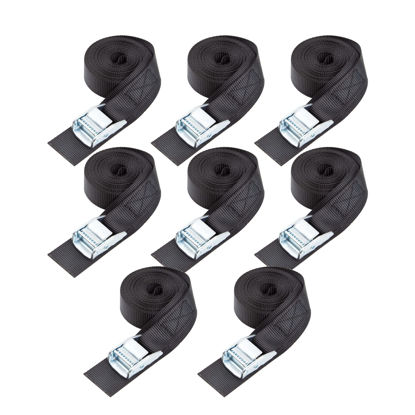 Picture of Cartman 1" x 15'Lashing Straps with Adjustable Cam Buckle Cargo Tie Down with Protective Pad, 8 Pack, Black