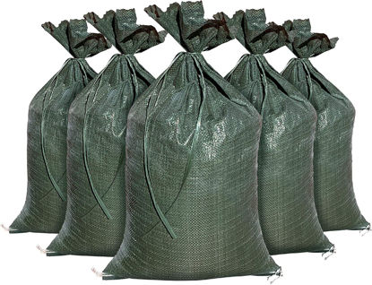 Picture of Sandbaggy - Heavy Duty Empty SandBags with UV Protection - Size: 14" x 26", Color: Green - Military Grade Sandbags for Flooding Trusted by US Military & National Park Service - Great for Weight - (100 Bags)