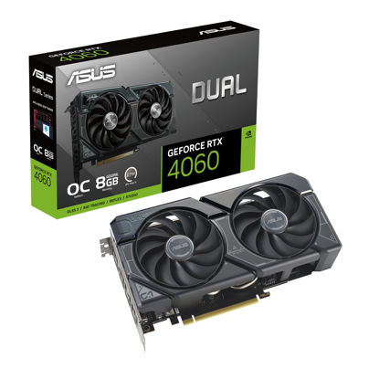 Picture of ASUS Dual GeForce RTX™ 4060 OC Edition 8GB GDDR6 (PCIe 4.0, 8GB GDDR6, DLSS 3, HDMI 2.1a, DisplayPort 1.4a, 2.5-Slot Design, Axial-tech Fan Design, 0dB Technology, and More)