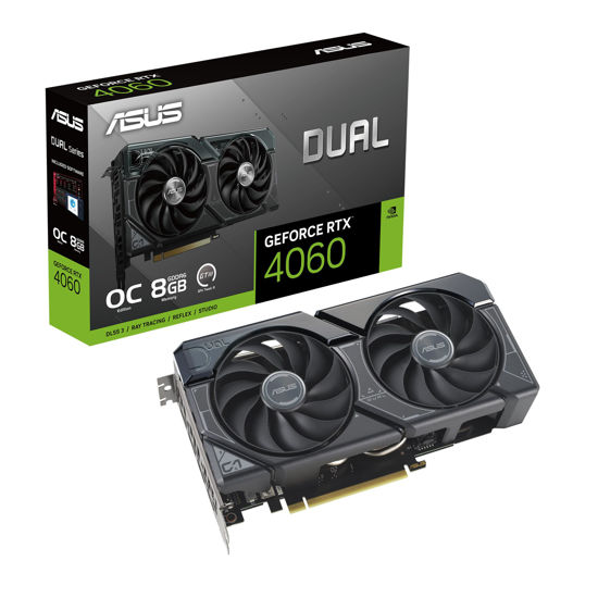 Picture of ASUS Dual GeForce RTX™ 4060 OC Edition 8GB GDDR6 (PCIe 4.0, 8GB GDDR6, DLSS 3, HDMI 2.1a, DisplayPort 1.4a, 2.5-Slot Design, Axial-tech Fan Design, 0dB Technology, and More)