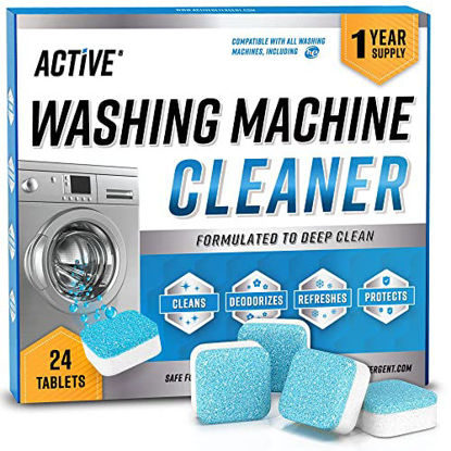 Picture of Washing Machine Cleaner Descaler 24 Pack - Deep Cleaning Tablets For HE Front Loader & Top Load Washer, Septic Safe Eco-Friendly Deodorizer, Clean Inside Drum And Laundry Tub Seal - 12 Month Supply