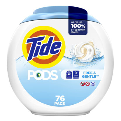 Picture of Tide PODS Free & Gentle Liquid Laundry Detergent Pacs, 76 count