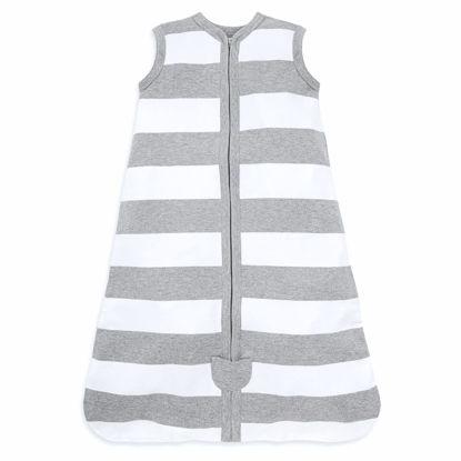 Picture of Burt's Bees Baby Baby Beekeeper Wearable Blanket, 100% Organic Cotton, Swaddle Transition Sleeping Bag, Light Grey Stripe, Large